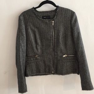 MNG tweed Grey Zippered Blazer size L